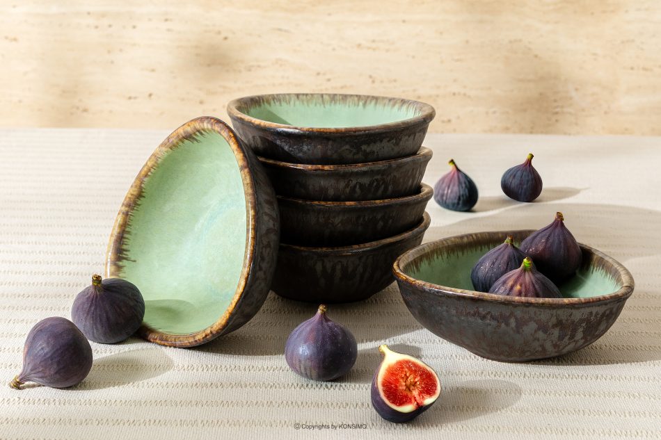 PRIMA Ručne glazovaná keramická misa 6 ks šalviová farba šalviová farba - obrázok 1