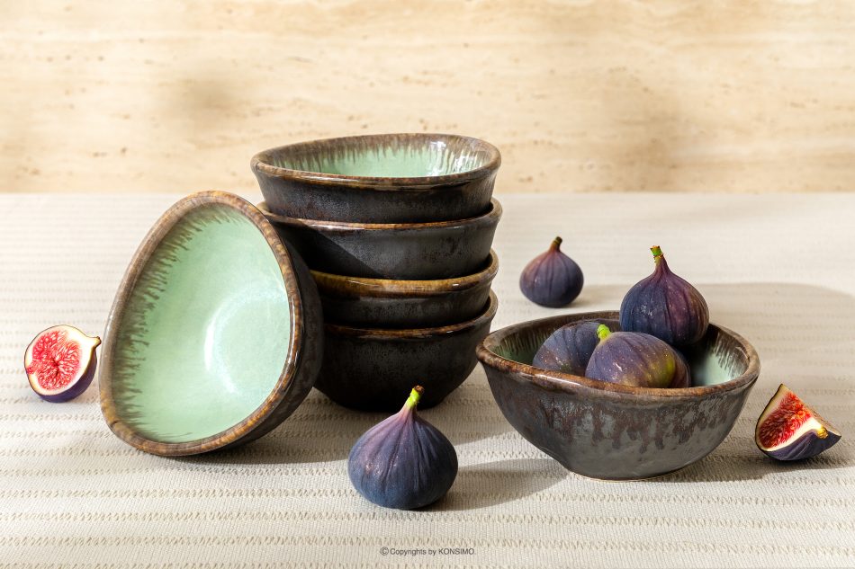 PRIMA Ručne glazovaná keramická misa na šalát 6 ks šalviová farba šalviová farba - obrázok 1