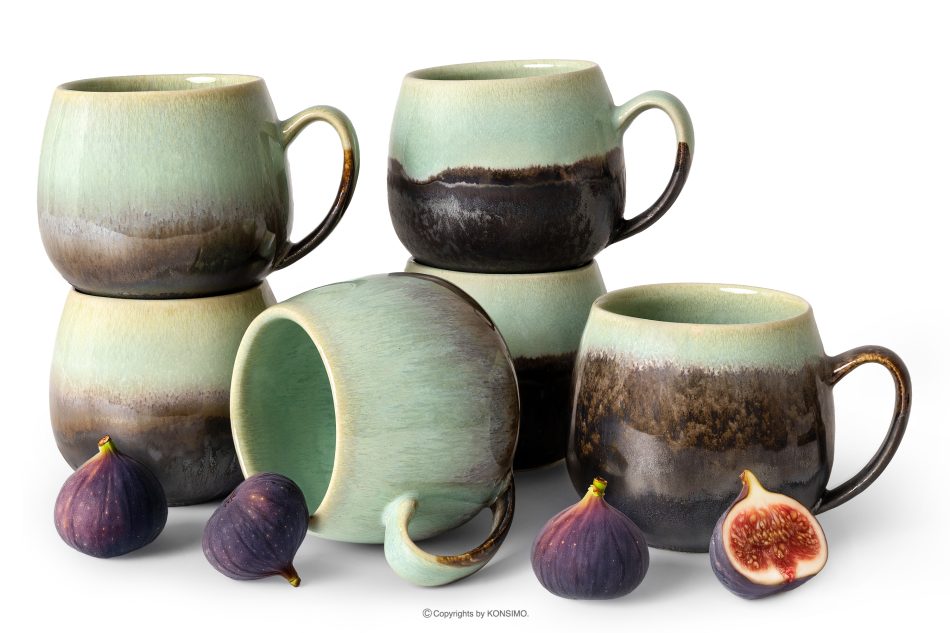 PRIMA Ručne glazovaný keramický hrnček 6 ks šalviová farba šalviová farba - obrázok 0