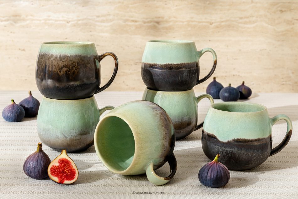 PRIMA Ručne glazovaný keramický hrnček 6 ks šalviová farba šalviová farba - obrázok 1