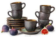 Ručne glazovaná keramická podšálka na šálku espressa 6 ks šalviová farba