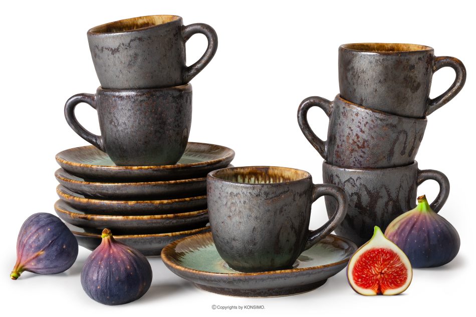 PRIMA Ručne glazovaná keramická podšálka na šálku espressa 6 ks šalviová farba šalviová farba - obrázok 0