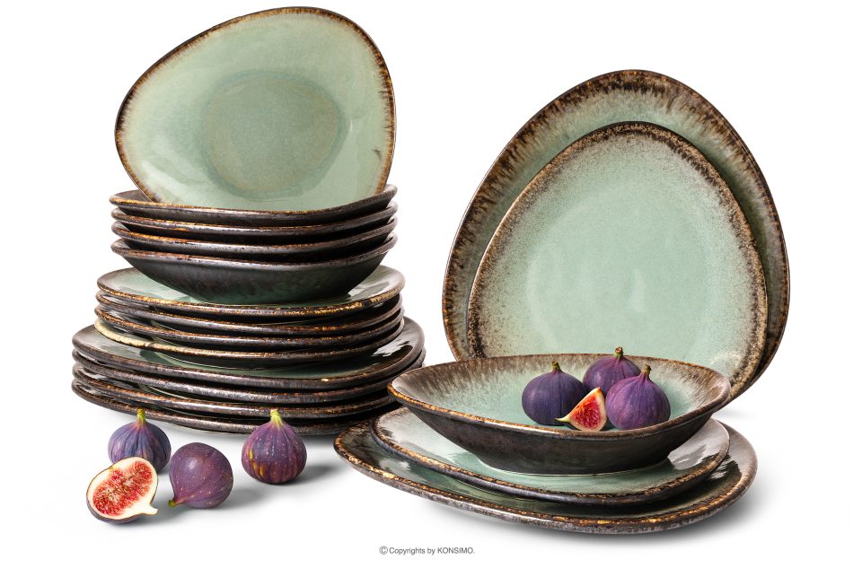 PRIMA Ručne glazovaná jedálenská súprava pre 6 osôb (18 ks) šalviová farba šalviová farba - obrázok 0