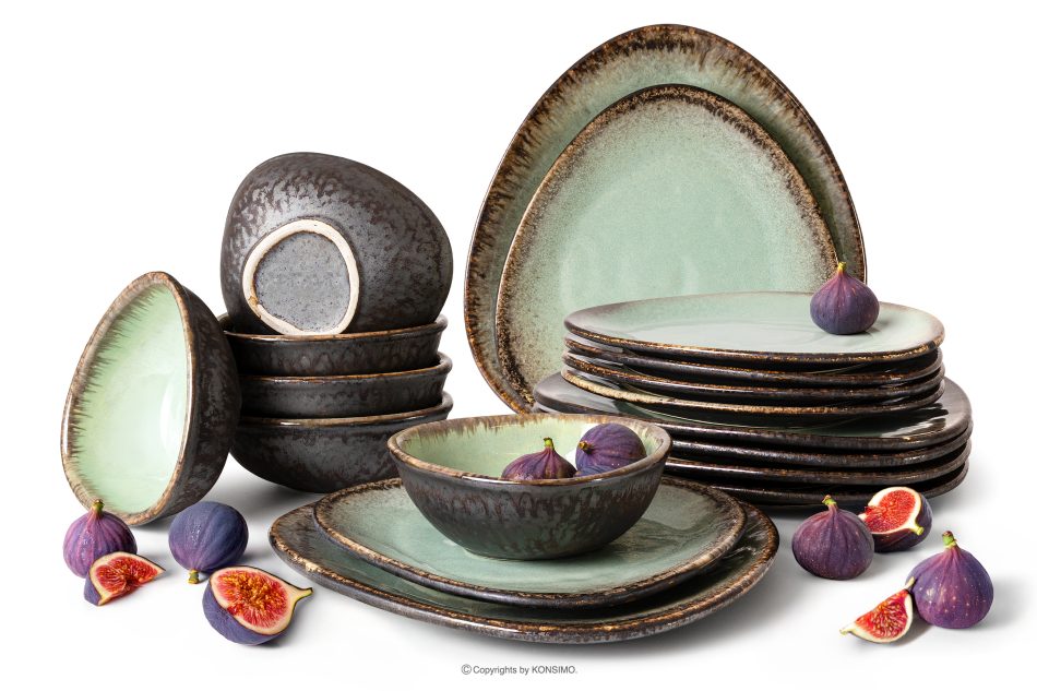 PRIMA Jedálenský servis v štýle loft pre 6 osôb (18 ks) šalviová farba šalviová farba - obrázok 0