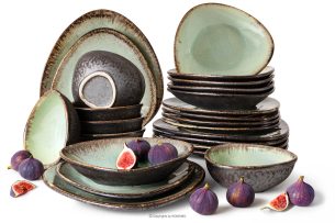 PRIMA, https://konsimo.sk/kolekcie/prima/ Ručne glazovaný keramický jedálenský servis pre 6 osôb (24 ks) šalviová farba šalviová farba - obrázok