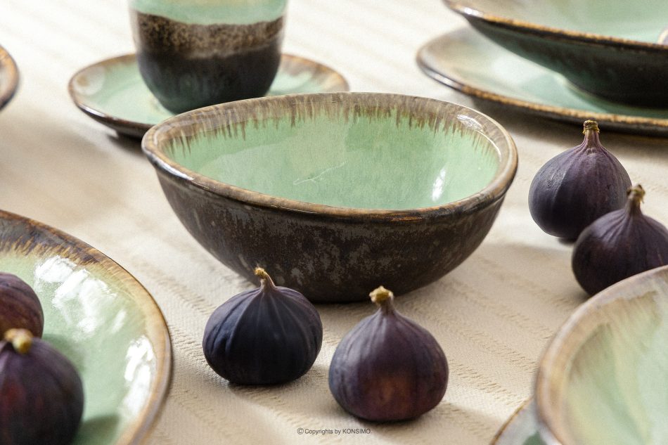 PRIMA Ručne glazovaný keramický jedálenský servis pre 6 osôb (24 ks) šalviová farba šalviová farba - obrázok 16