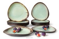 Keramický jedálenský servis pre 6 osôb (12 ks) šalviová farba