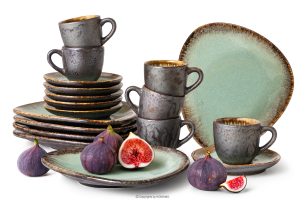 PRIMA, https://konsimo.sk/kolekcie/prima/ Ručne glazovaná sada na espresso pre 6 osôb (18 ks) šalviová farba šalviová farba - obrázok