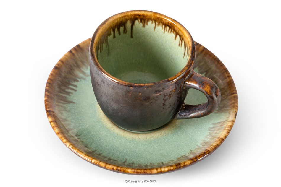 PRIMA Ručne glazovaná sada na espresso pre 6 osôb (18 ks) šalviová farba šalviová farba - obrázok 3