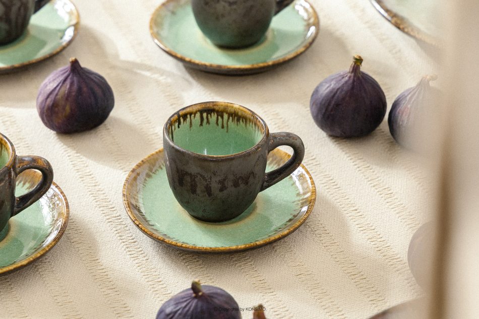 PRIMA Ručne glazovaná sada na espresso pre 6 osôb (18 ks) šalviová farba šalviová farba - obrázok 14