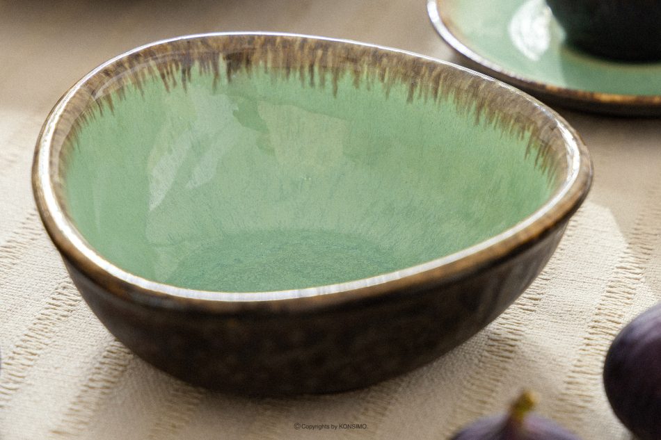 PRIMA Ručne glazovaná sada na raňajky pre 6 osôb (18 ks) šalviová farba šalviová farba - obrázok 12