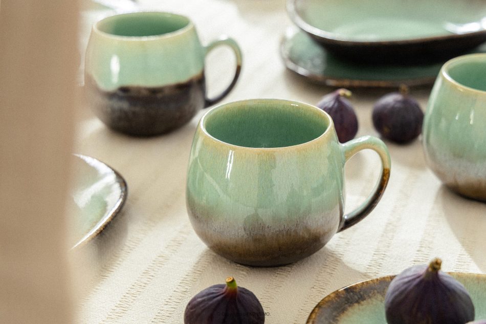 PRIMA Ručne glazovaná sada na raňajky pre 6 osôb (18 ks) šalviová farba šalviová farba - obrázok 13