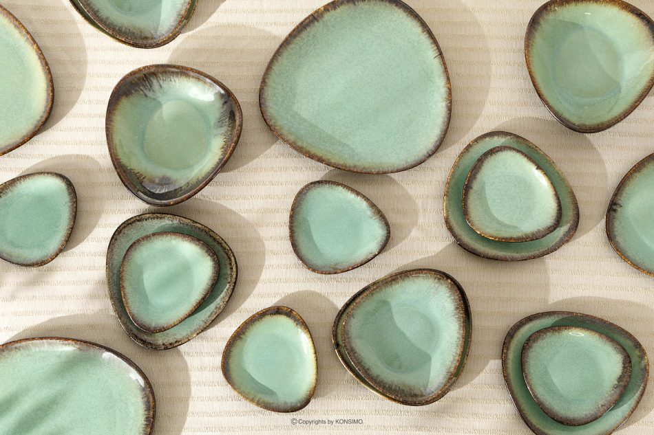 PRIMA Ručne glazovaná sada na raňajky pre 6 osôb (18 ks) šalviová farba šalviová farba - obrázok 14