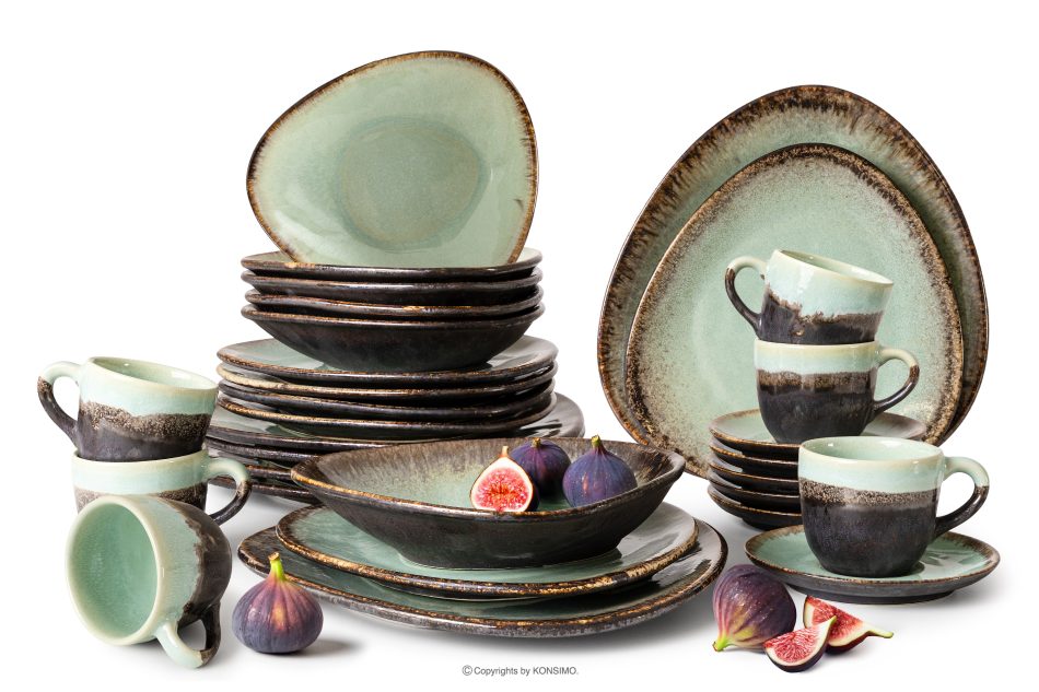 PRIMA Ručne glazovaná večera a kávová súprava pre 6 osôb (30 ks) šalviová farba šalviová farba - obrázok 0