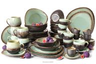 Obedy raňajky a kávové súpravy pre 6 osôb (60 ks) šalviová farba