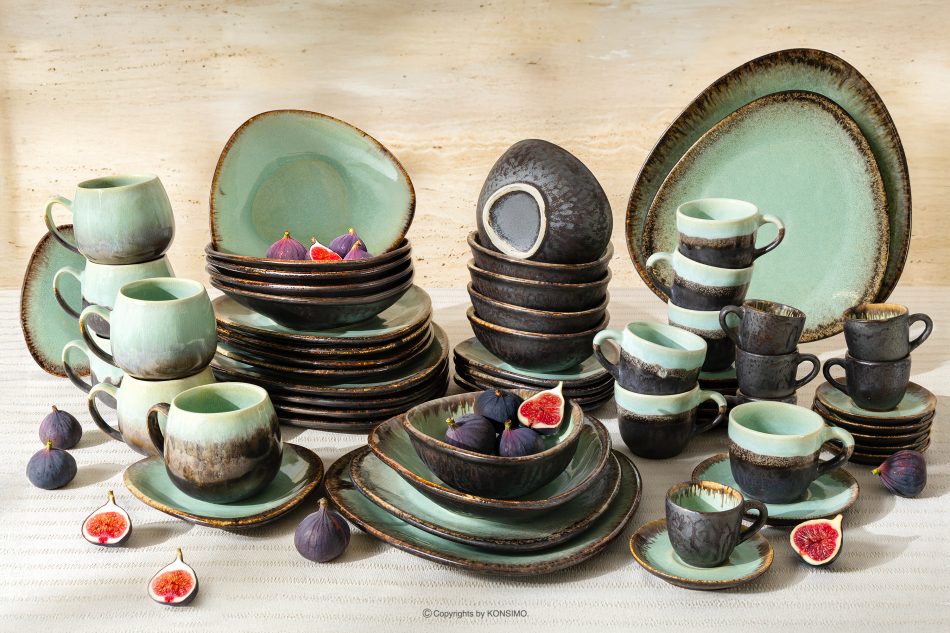 PRIMA Obedy raňajky a kávové súpravy pre 6 osôb (60 ks) šalviová farba šalviová farba - obrázok 1