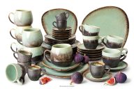 Súprava na kávu a raňajky pre 6 osôb (42 ks) šalviová farba