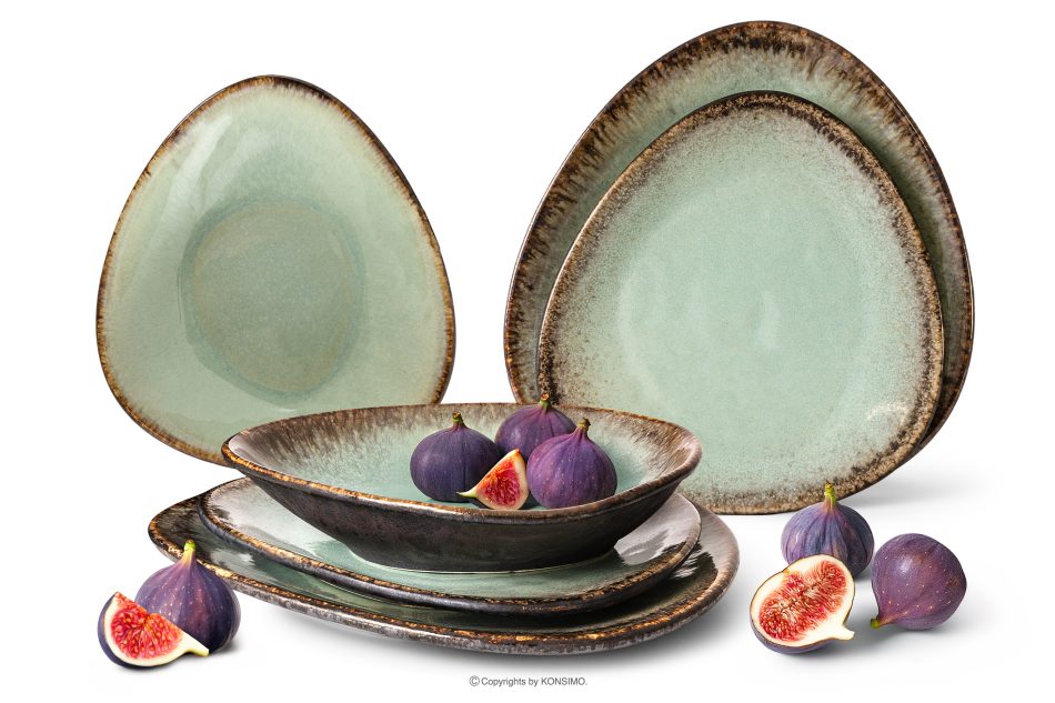 PRIMA Ručne glazovaná súprava na večeru pre 2 osoby (6 ks ) šalviová farba šalviová farba - obrázok 0