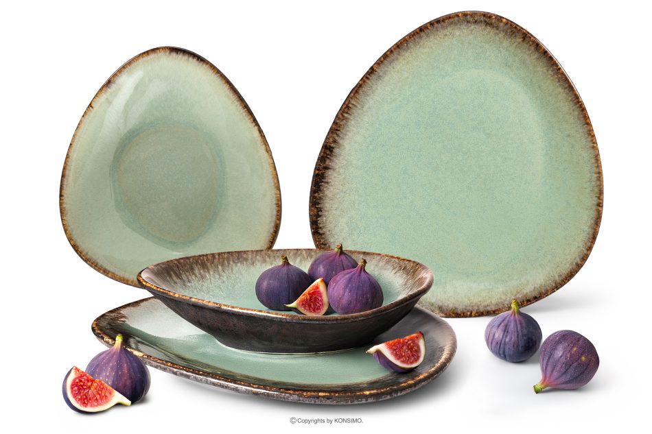 PRIMA Ručne glazovaná súprava na večeru pre 2 osoby (4 ks) šalviová farba šalviová farba - obrázok 0