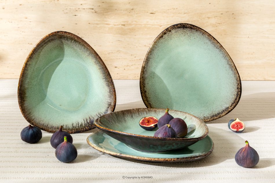 PRIMA Ručne glazovaná súprava na večeru pre 2 osoby (4 ks) šalviová farba šalviová farba - obrázok 1