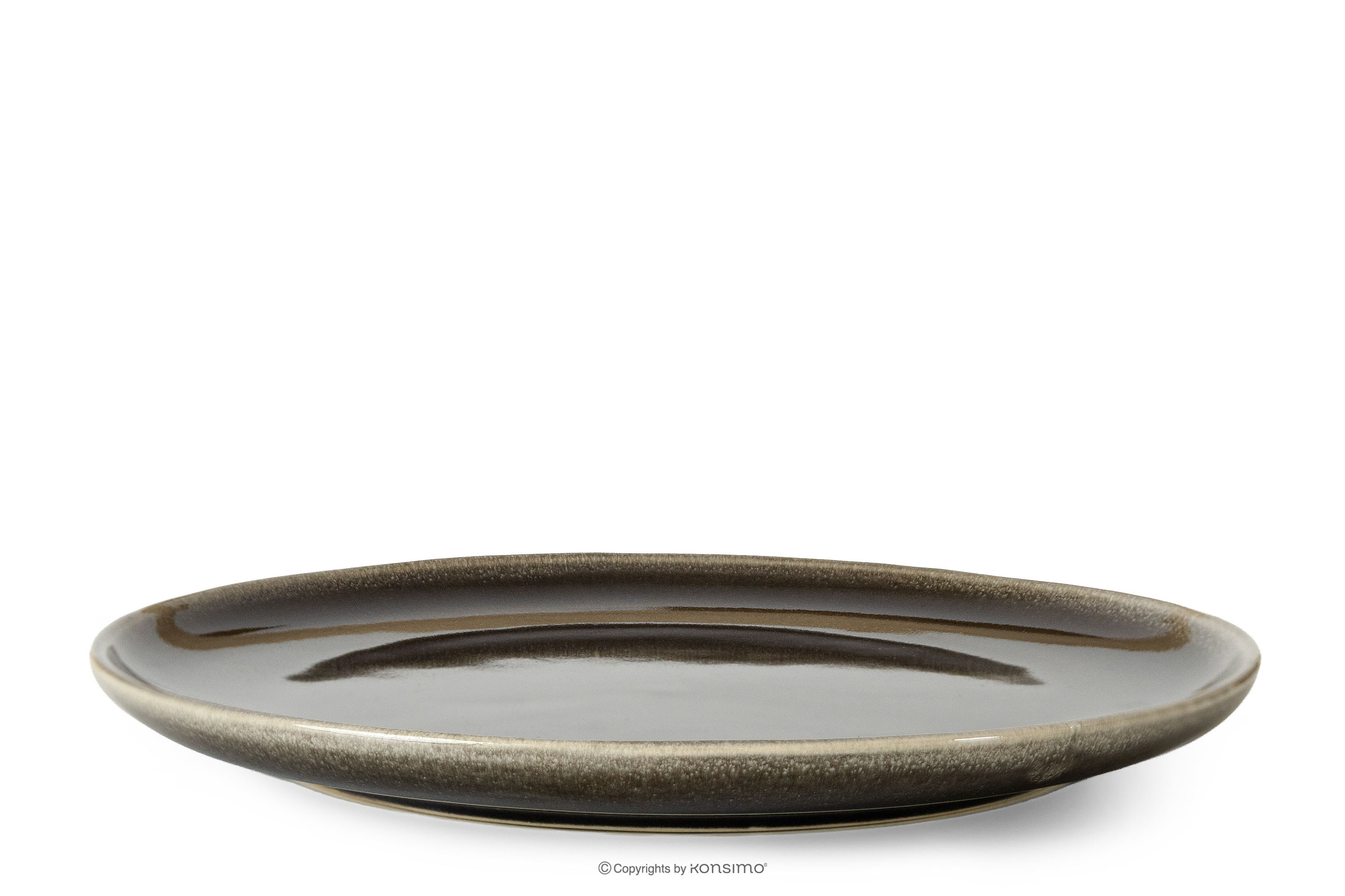 Keramický tanier v rustikálnom štýle hnedá/sivá/béžová