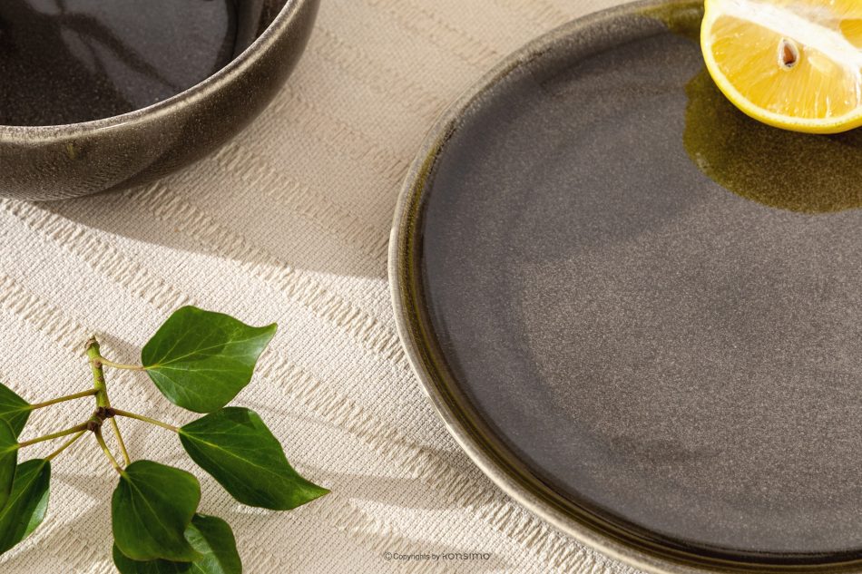 EDA Keramický dezertný tanier v rustikálnom štýle hnedá/sivá/béžová hnedá/sivá/béžová - obrázok 5