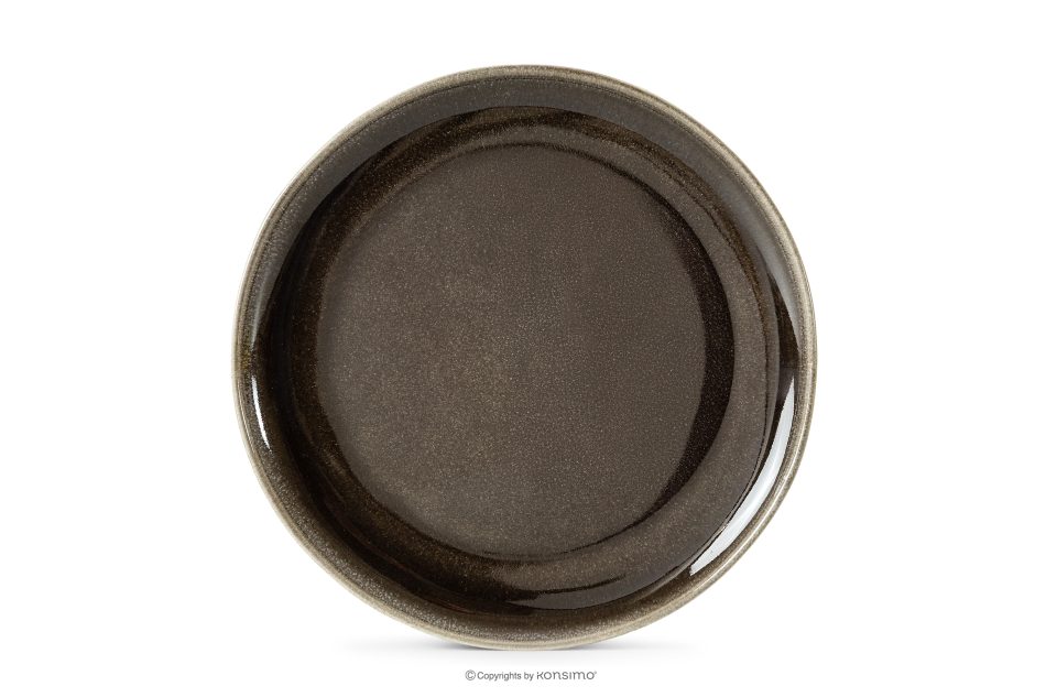 EDA Keramický tanier na polievku v rustikálnom štýle hnedá/sivá/béžová hnedá/sivá/béžová - obrázok 3