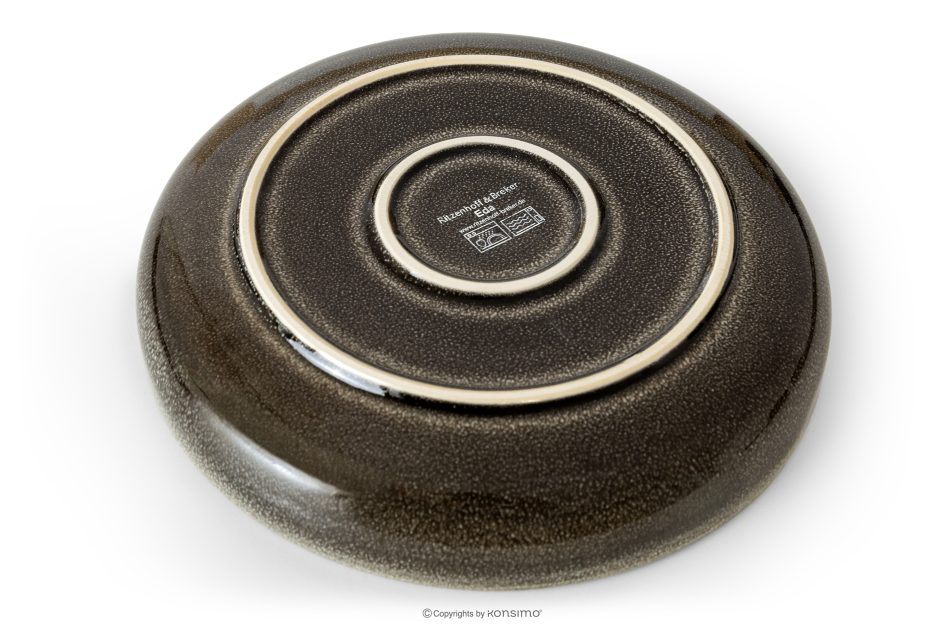 EDA Keramický tanier na polievku v rustikálnom štýle hnedá/sivá/béžová hnedá/sivá/béžová - obrázok 4