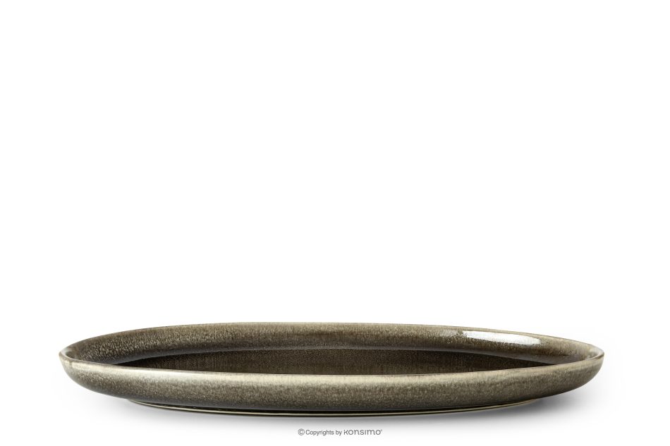 EDA Keramický servírovací tanier v rustikálnom štýle hnedá/sivá/béžová hnedá/sivá/béžová - obrázok 0