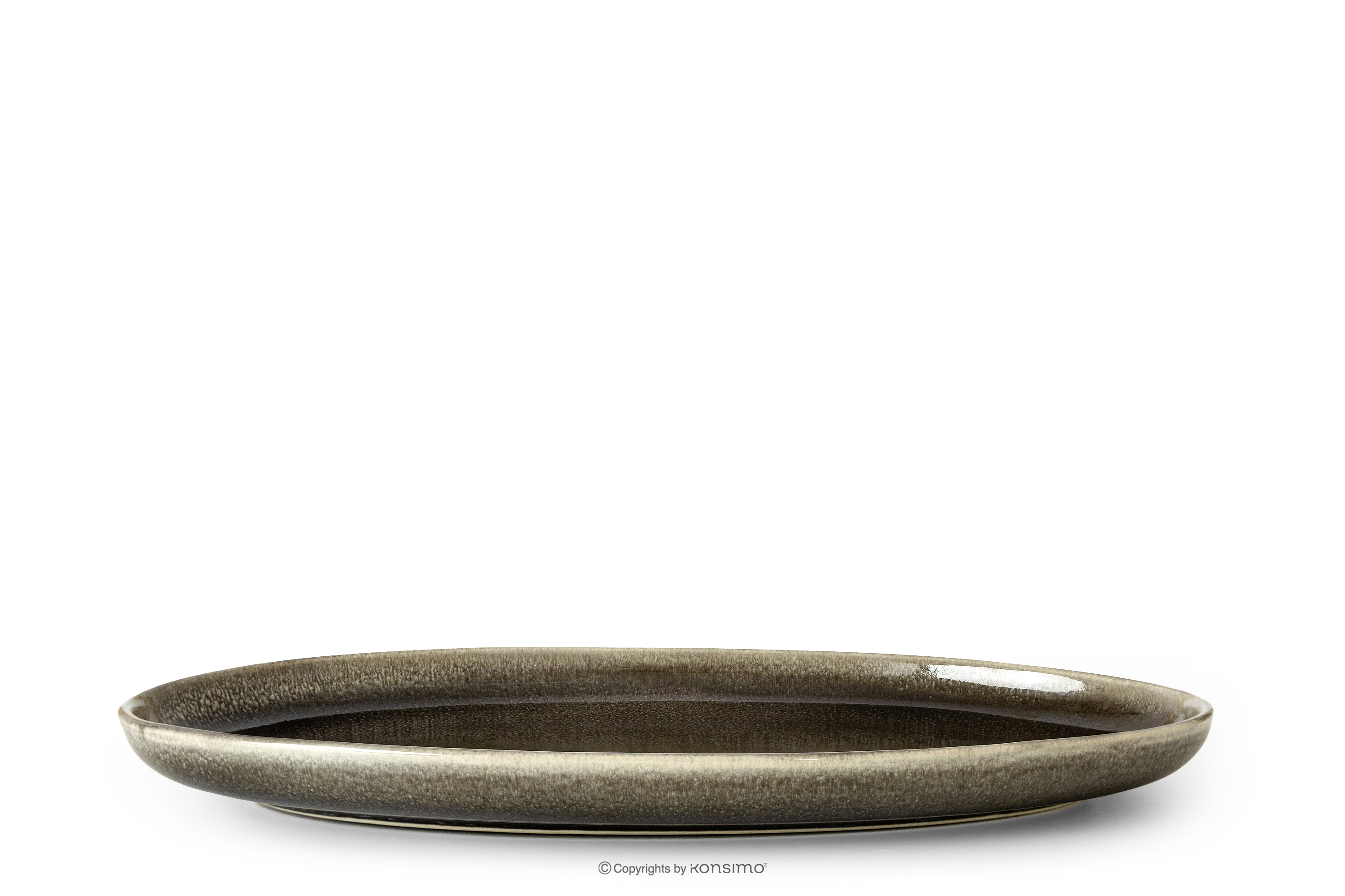 Keramický servírovací tanier v rustikálnom štýle hnedá/sivá/béžová