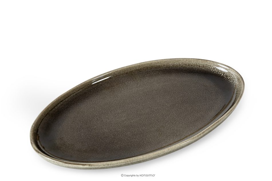 EDA Keramický servírovací tanier v rustikálnom štýle hnedá/sivá/béžová hnedá/sivá/béžová - obrázok 2