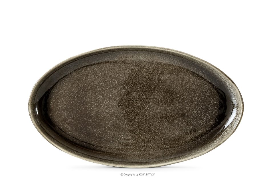 EDA Keramický servírovací tanier v rustikálnom štýle hnedá/sivá/béžová hnedá/sivá/béžová - obrázok 4