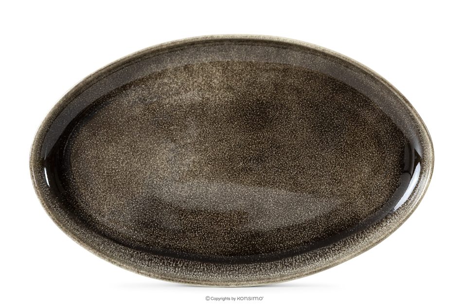 EDA Keramický servírovací tanier v rustikálnom štýle hnedá/sivá/béžová hnedá/sivá/béžová - obrázok 4