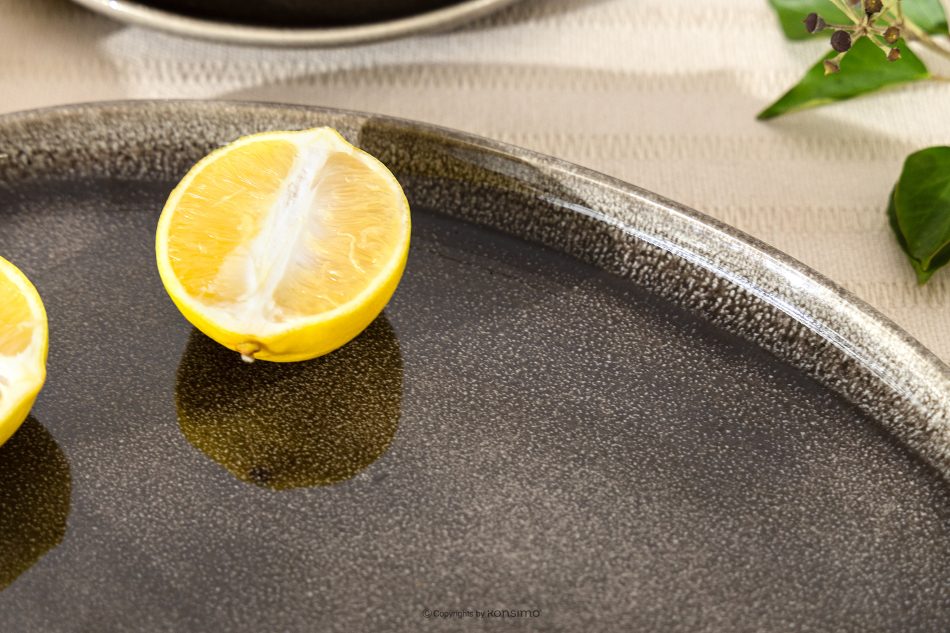 EDA Keramický servírovací tanier v rustikálnom štýle hnedá/sivá/béžová hnedá/sivá/béžová - obrázok 5