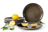 Keramický dezertný tanier v rustikálnom štýle hnedá/sivá/béžová 6 ks.