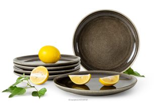 EDA, https://konsimo.sk/kolekcie/eda/ Keramický dezertný tanier v rustikálnom štýle hnedá/sivá/béžová 6 ks. hnedá/sivá/béžová - obrázok