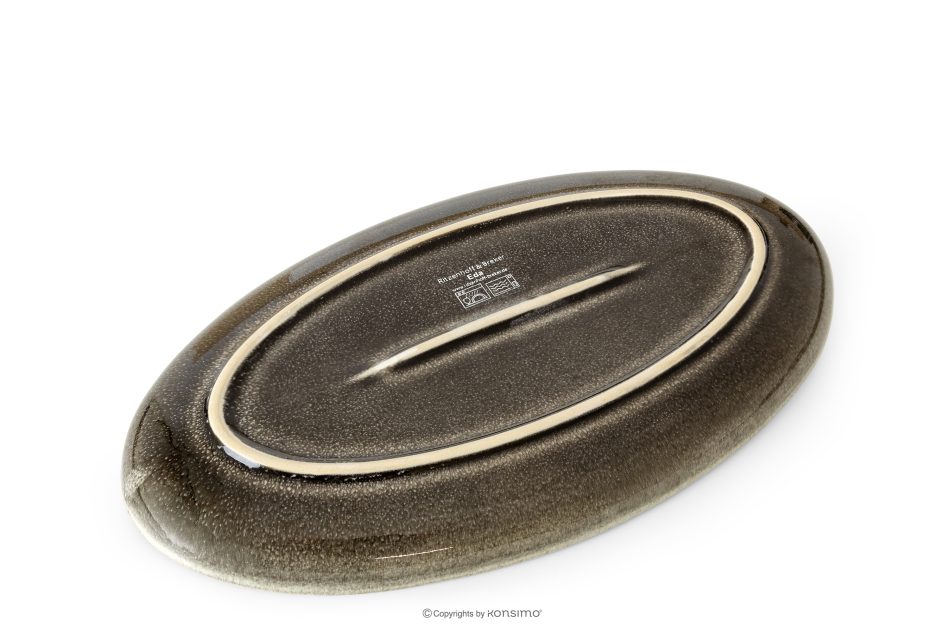 EDA Sada servírovacích tanierov (2 ks) z keramiky v rustikálnom štýle hnedá/sivá/béžová hnedá/sivá/béžová - obrázok 3