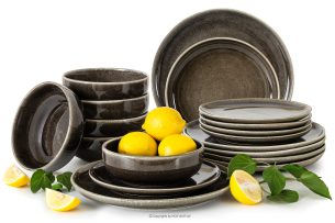 EDA, https://konsimo.sk/kolekcie/eda/ Sada riadu pre 6 osôb (18 ks) z keramiky v rustikálnom štýle hnedá/sivá/béžová hnedá/sivá/béžová - obrázok