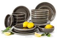 Súprava riadu pre 6 osôb (24 ks) z keramiky v rustikálnom štýle hnedá/sivá/béžová