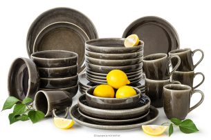 EDA, https://konsimo.sk/kolekcie/eda/ Jedálenský súprava pre 6 osôb (30 ks) z keramiky v rustikálnom štýle hnedá/sivá/béžová hnedá/sivá/béžová - obrázok