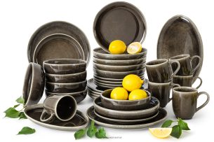 EDA, https://konsimo.sk/kolekcie/eda/ Jedálenský servis pre 6 osôb (32 ks) z keramiky v rustikálnom štýle v hnedá/sivá/béžová farbe hnedá/sivá/béžová - obrázok