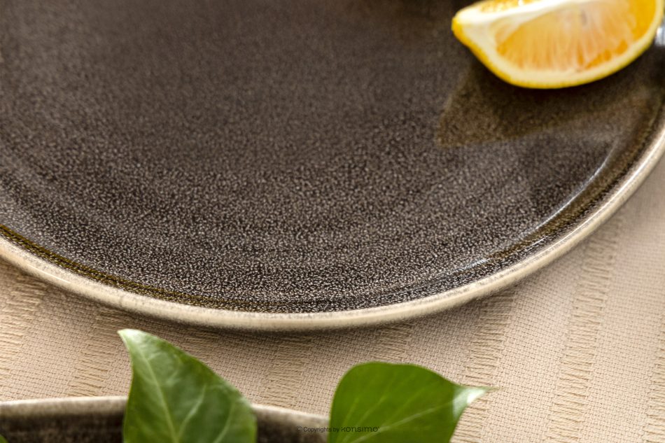 EDA Jedálenský servis pre 6 osôb (32 ks) z keramiky v rustikálnom štýle v hnedá/sivá/béžová farbe hnedá/sivá/béžová - obrázok 17