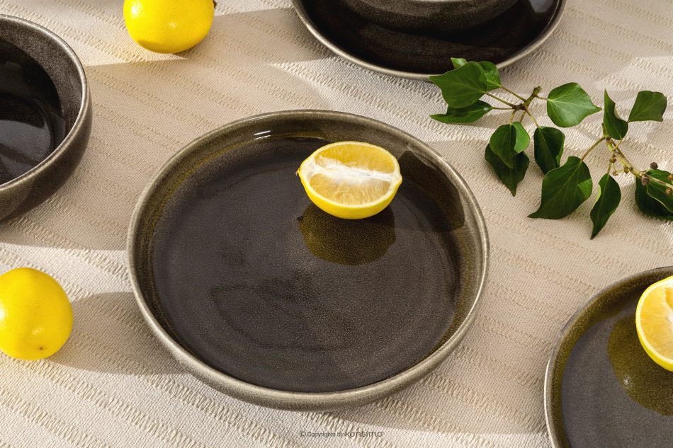 EDA Jedálenský servis pre 6 osôb (32 ks) z keramiky v rustikálnom štýle v hnedá/sivá/béžová farbe hnedá/sivá/béžová - obrázok 19