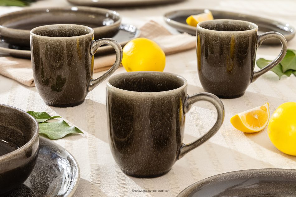 EDA Raňajkový servis pre 6 osôb (18 ks) z keramiky v rustikálnom štýle v hnedá/sivá/béžová farbe hnedá/sivá/béžová - obrázok 12