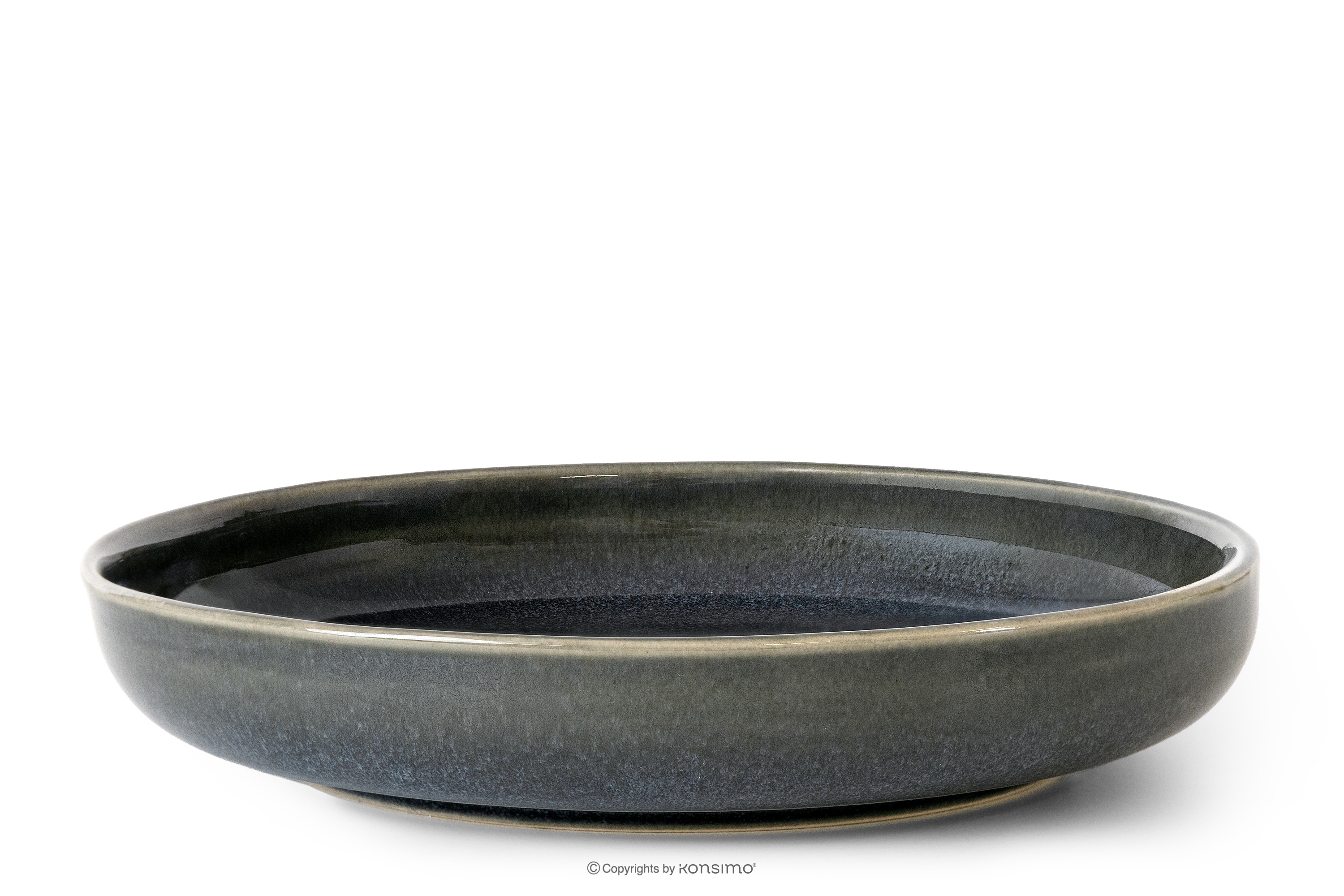 Keramický tanier na polievku v rustikálnom štýle modrá/sivá/béžová