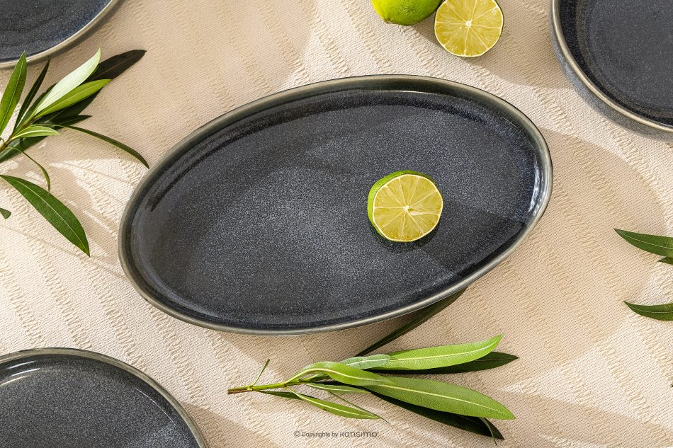 EDA Keramický servírovací tanier v rustikálnom štýle modrá/sivá/béžová modrá/sivá/béžová - obrázok 5