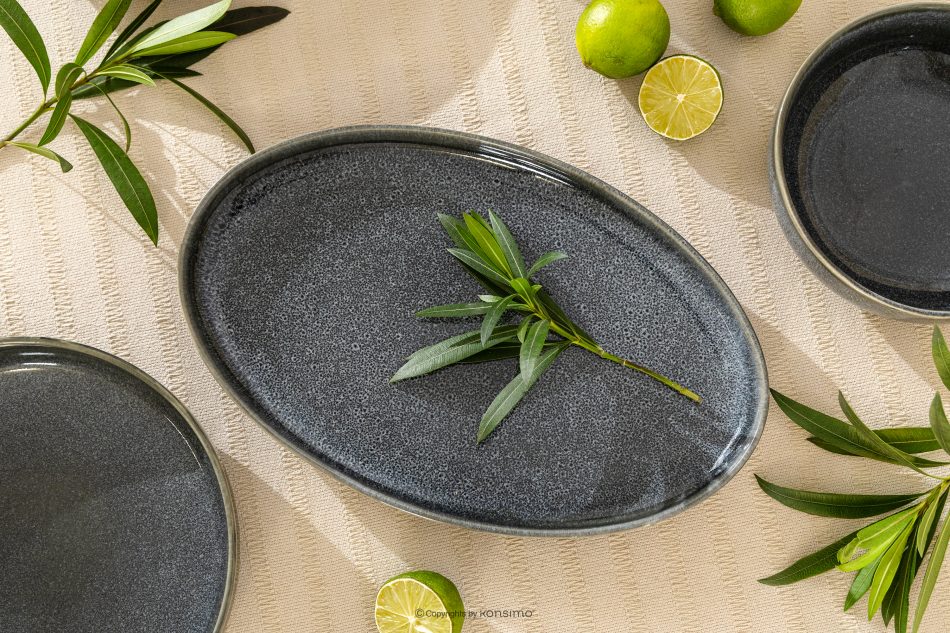 EDA Keramický servírovací tanier v rustikálnom štýle modrá/sivá/béžová modrá/sivá/béžová - obrázok 5