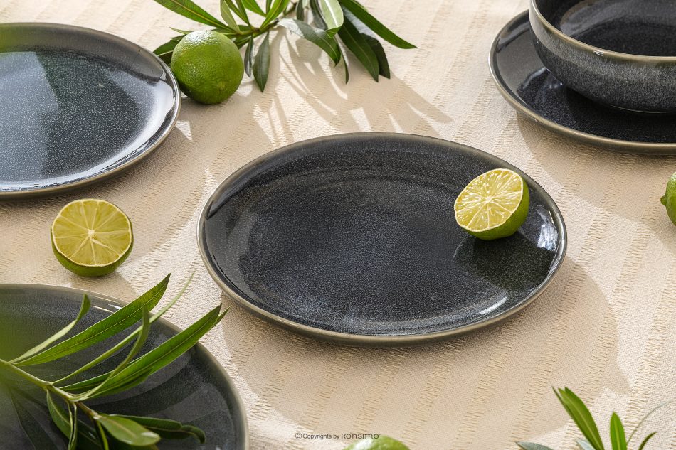 EDA Keramický dezertný tanier v rustikálnom štýle modrá/sivá/béžová 6 ks. modrá/sivá/béžová - obrázok 6