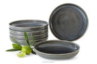 Keramický hlboký tanier v rustikálnom štýle modrá/sivá/béžová 6 ks.