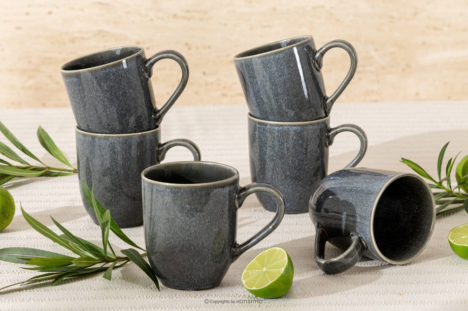 EDA Keramický hrnček v rustikálnom štýle modrá/sivá/béžová 6 ks. modrá/sivá/béžová - obrázok 1